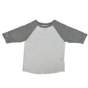 Rabbit Skins Raglan Baseball Style Jersey Gray White Tee Shirt Top Toddler Sze 4